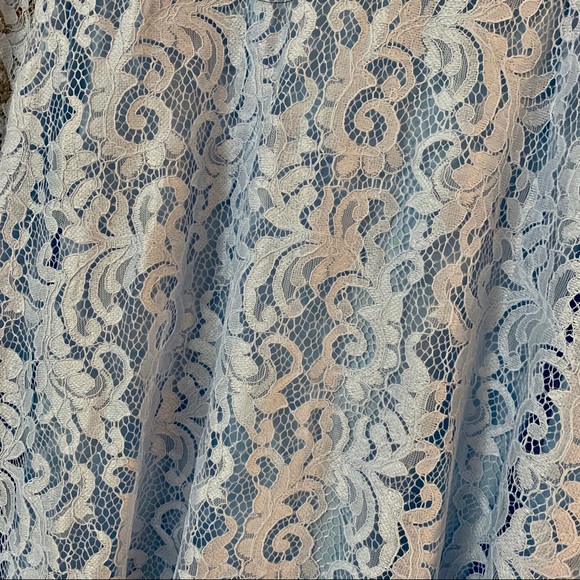 Lace & Flower Embroidered Light Blue Midi Dress - Picture 5 of 7